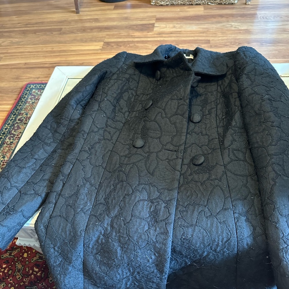 Black Pea Coat with Structured Formal Design